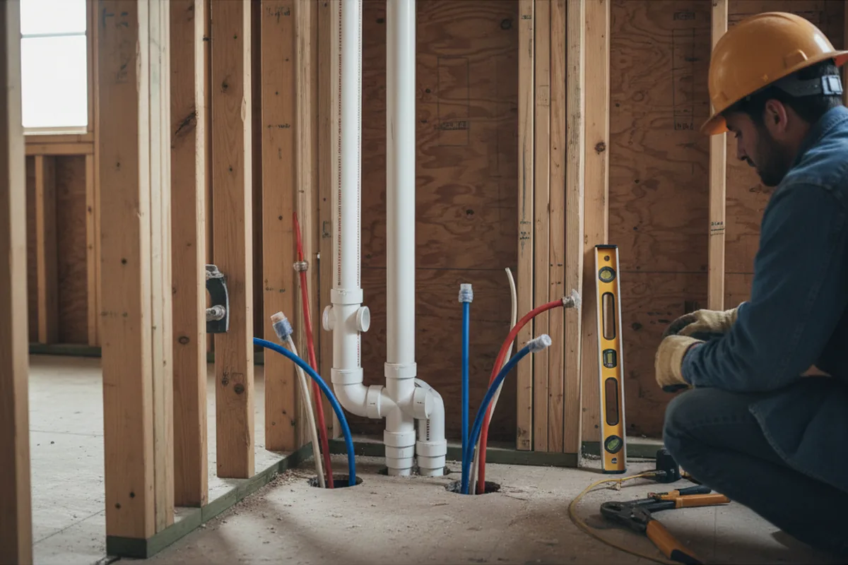 Drain and supply rough-in during Drain Cleaning in Knightstown
